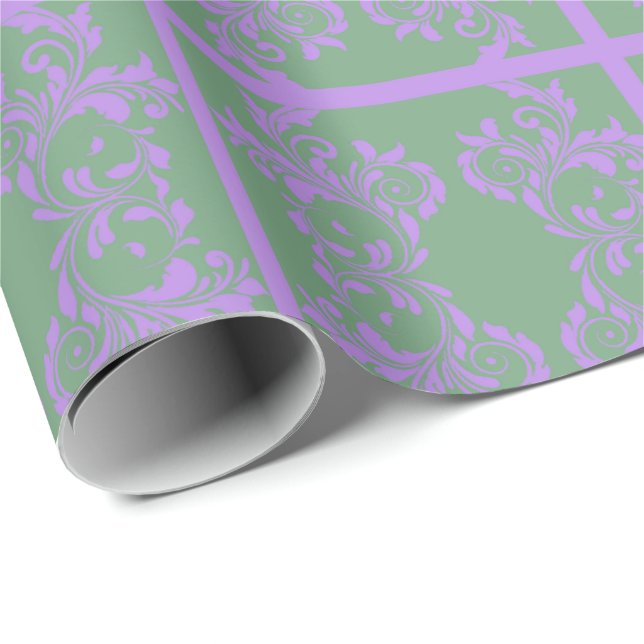 Papel De Presente Lilac e Mint Leaves (Ponta do rolo)