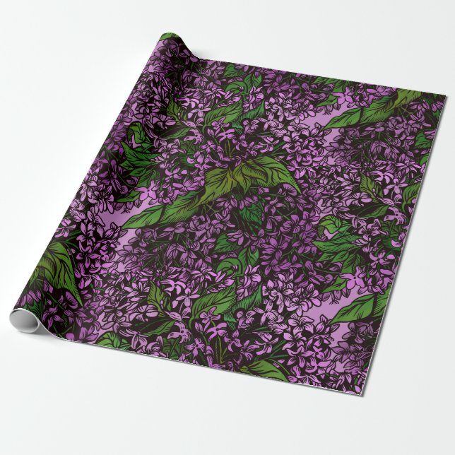 Papel De Presente Lilac Flowers Wraptor Paper (Desenrolado)