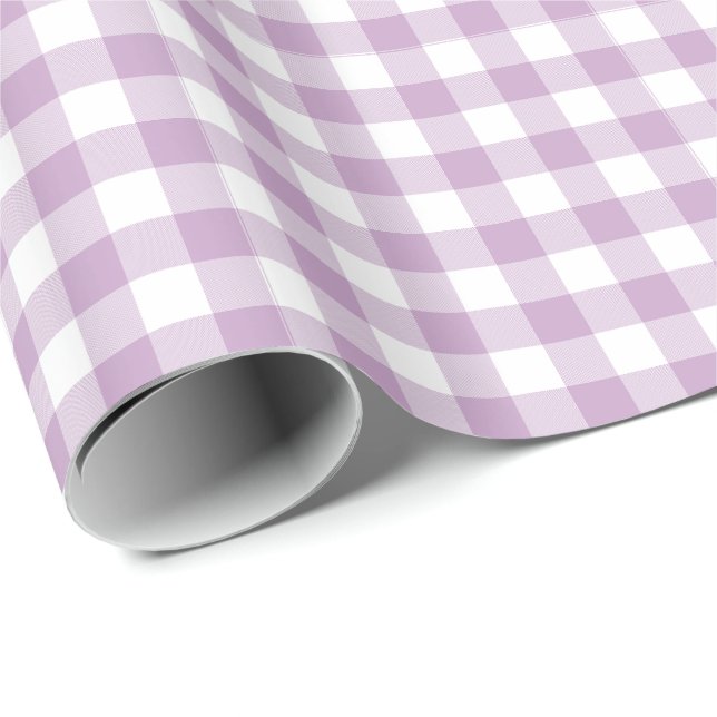 Papel De Presente Lilac Purple e White Pastel Gingham (Ponta do rolo)