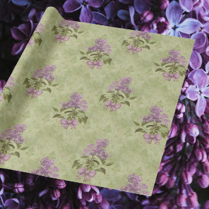 Papel De Presente Lilac Sonha Damasco Verde Antiquado Todas as Ocasi