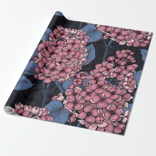 Papel De Presente Lilás rosa com azul escuro (Desenrolado)