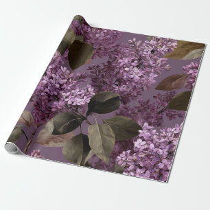 Papel De Presente Lilás Rústico Botânico Ousado Vintage Boho Floral