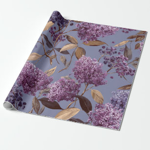 Papel De Presente Lilás Rústico Botânico Ousado Vintage Boho Floral