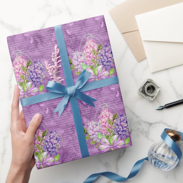 Papel De Presente Lilases Roxas  (Presentear)