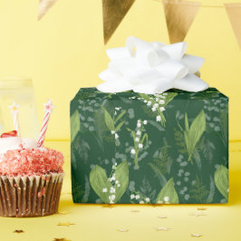 Papel De Presente Lily of Valley com Ferns | Verde Escuro