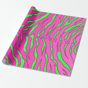 Papel De Presente Limão e impressão animal das listras cor-de-rosa