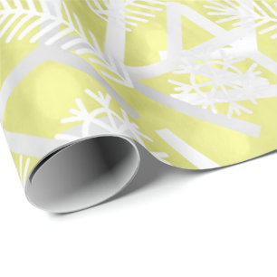 Papel De Presente Limão - flocos de neve amarelos do feriado do