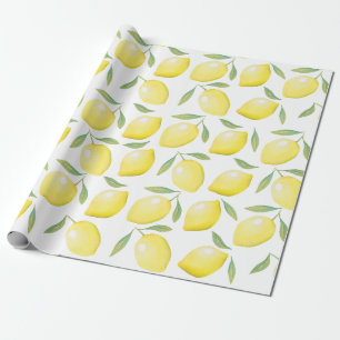 Papel De Presente Limões Amarelos de Aquarela