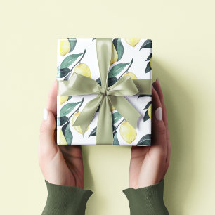 Papel De Presente Limões Amarelos de Aquarela Padrão Sem Costura