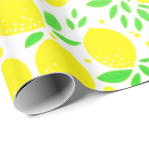 Papel De Presente Limões Amarelos frescos -