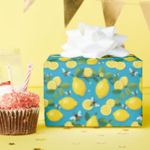 Limões Amarelos Frescos E Abelhas Atarefadas Azul 