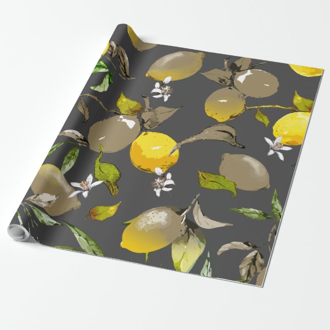 Papel De Presente Limões aquarela 35 (Desenrolado)