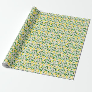 Papel De Presente Limões de aquarela, padrão de fruta sem costura.