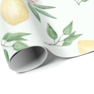 Papel De Presente Limões de aquarelas frutas citrinos natureza fresc