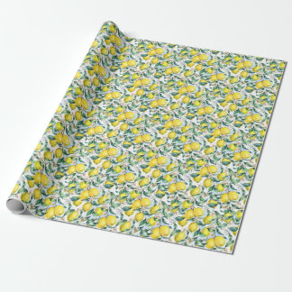 Papel De Presente Limões de aquarelas, ramos de citrinos frescos.