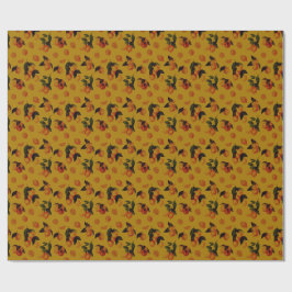 Papel De Presente Limões e Laranjas Vintage em Ocre Quente