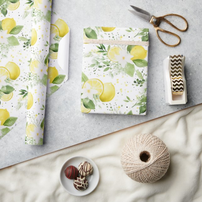 Papel De Presente Limões Fruta Amarela (Artesanato)