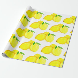 Papel De Presente Limões Padrões de Fruta Amarelo