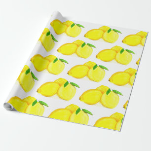 Papel De Presente Limões Padrões de Fruta Amarelo Citrus