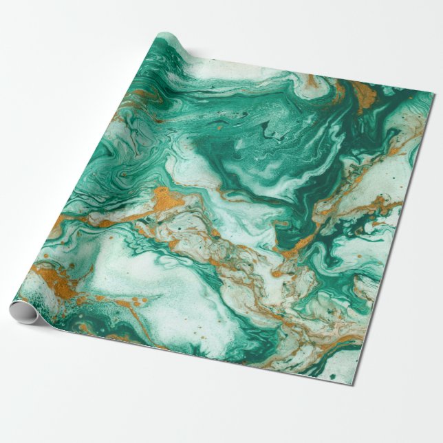 Papel De Presente Linda abstrato. Ouro e grama escura (Desenrolado)