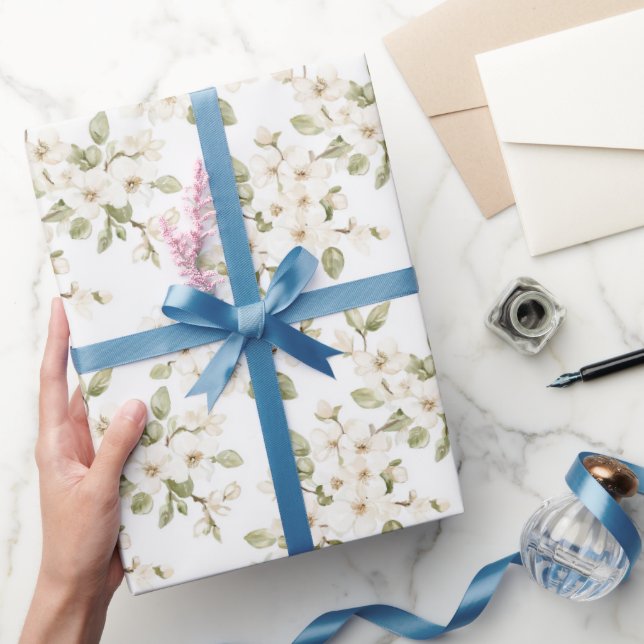 Papel De Presente Linda Árvore Florindo em Creme Casamento (Presentear)