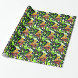 Papel De Presente Linda Borboleta Manchada de Laranja e Preto