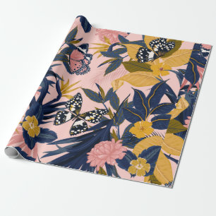 Papel De Presente Linda e sem descontinuidades do padrão tropical do