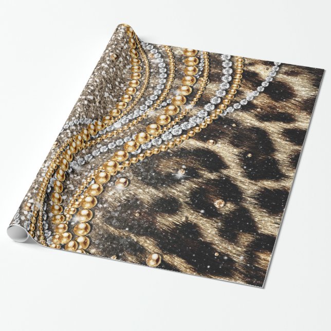Papel De Presente Linda e tenda impressão falsa de leopardo (Desenrolado)
