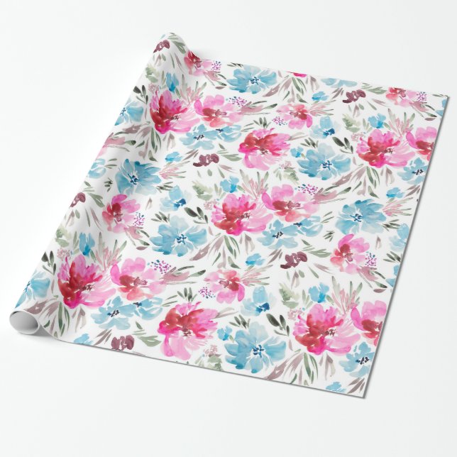 Papel De Presente Linda flor de aquarela (Desenrolado)