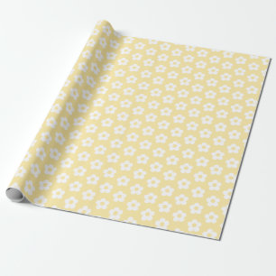 Papel De Presente Linda Flor de Margarida de Desenho Animado Amarelo