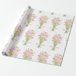 Papel De Presente Linda Flor Silvestre Pastel Agradecimento Chá de N