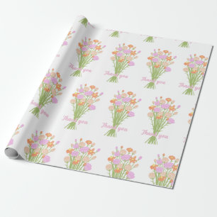 Papel De Presente Linda Flor Silvestre Pastel Agradecimento Chá de N
