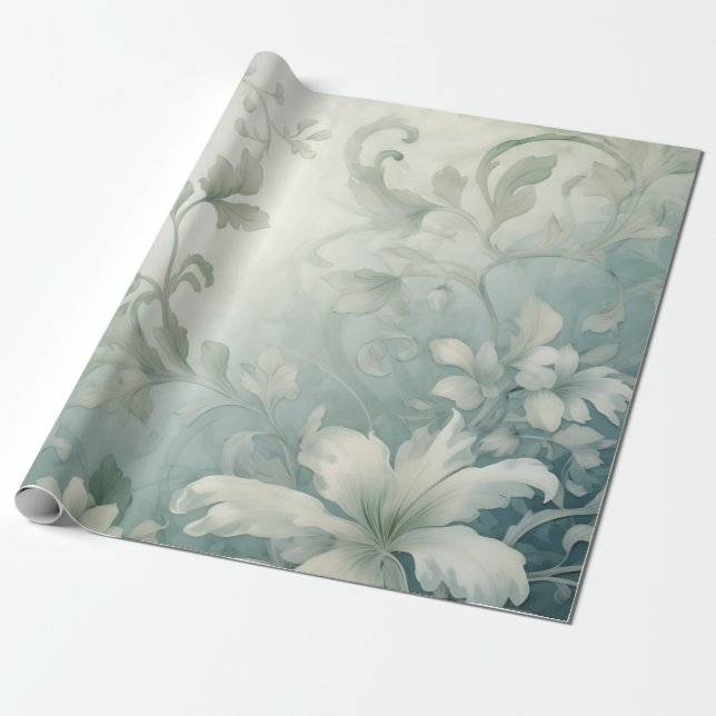 Papel De Presente Linda Floral Branca (Desenrolado)