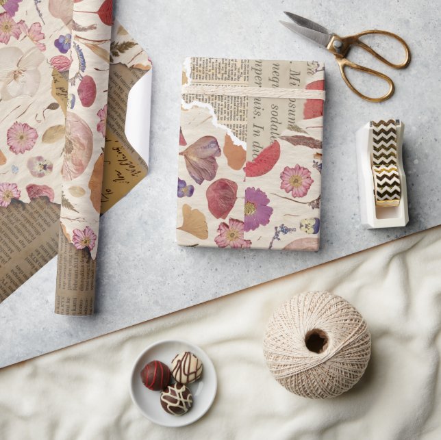 Papel De Presente Linda Floral Pressa (Artesanato)