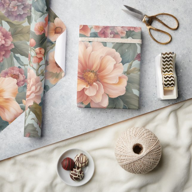 Papel De Presente Linda Floral Vintage Fllower (Artesanato)