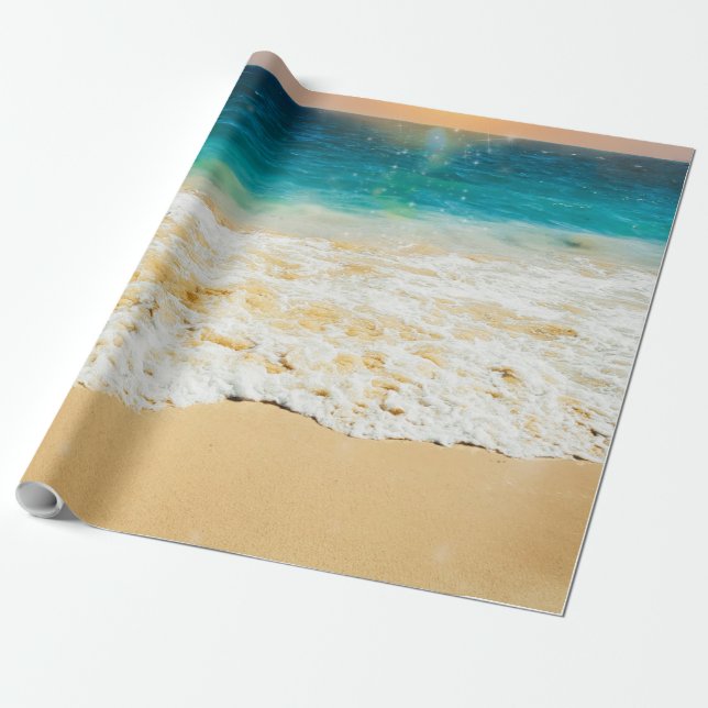 Papel De Presente Linda Foto Sunset Summer Beach (Desenrolado)