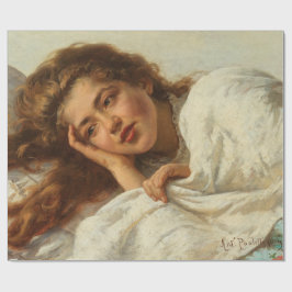 Papel De Presente Linda garota deitada na cama com cabelo vermelho