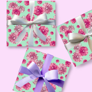 Papel De Presente Linda Gerbera Margarida Rosa Floral