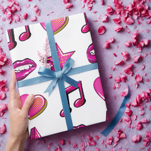 Papel De Presente Linda história em quadrinhos beije música estrela 