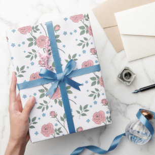 Papel De Presente Linda ilustração de rosas rosa - Flora romântica