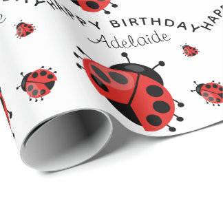 Papel De Presente Linda Joaninha Vermelha Personalizada Moderna
