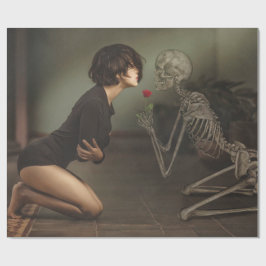 Papel De Presente Linda jovem mulher e esqueleto