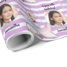 Papel De Presente Linda Sereia de Foto Personalizada Sob O Mar