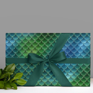Papel De Presente Linda Sereia Verde Escamas