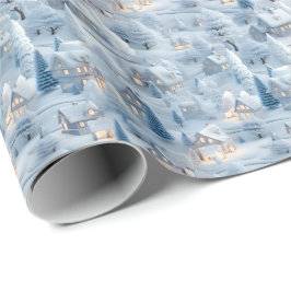 Papel De Presente Linda vila de Natal Festivo 3D