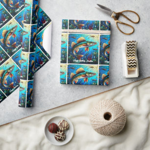 Papel De Presente Linda Walleye Pike em lago
