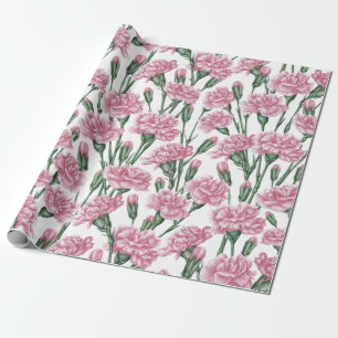 Papel De Presente Lindas Flores de Cravagem de Câncer Rosa-Câncer