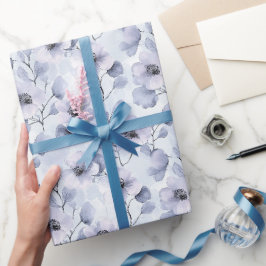 Papel De Presente Lindas Flores Roxas