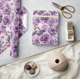 Papel De Presente Lindas flores roxas