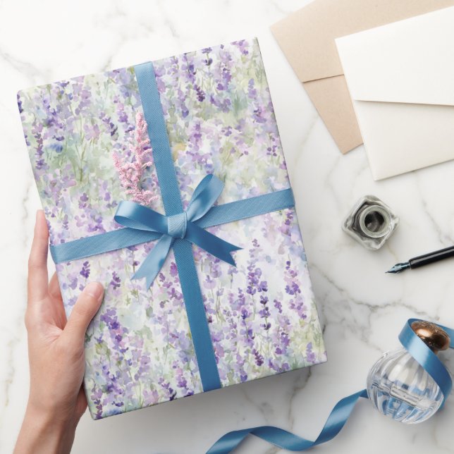 Papel De Presente Lindas Flores Roxas Românticas Chá de Noiva (Presentear)